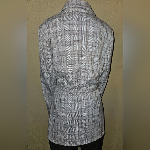 NWT Carolina Belle Gray Plaid Open Front Blazer With Tie Belt - Picture 3 of 6